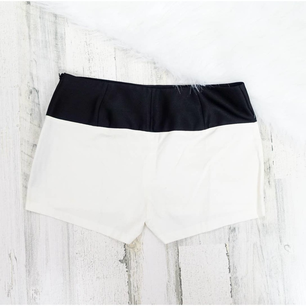 Express Color Block Side Zip Satin Trim Shorts - image 1